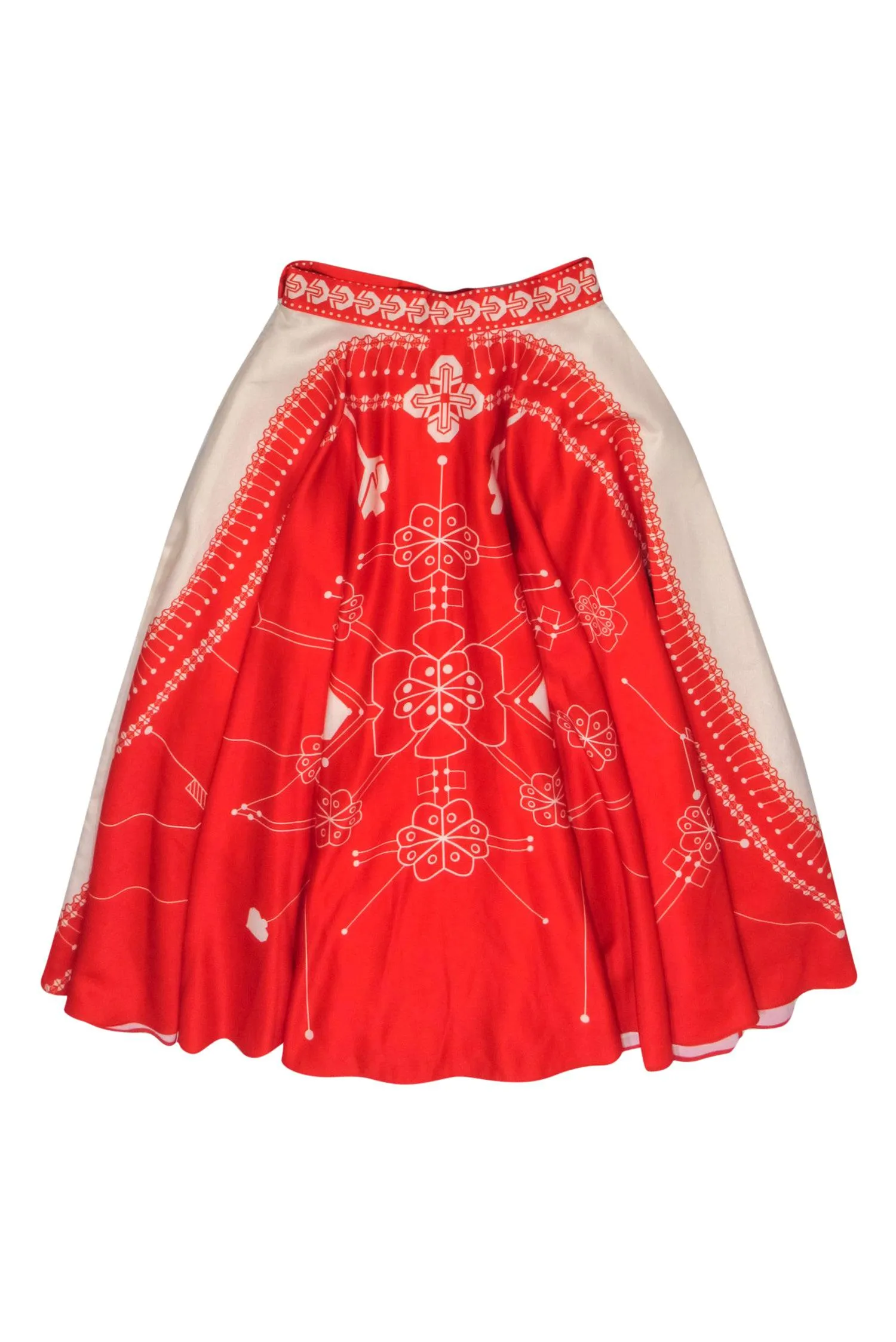 AM PM - Red & Cream Printed Circle Skirt Sz 0