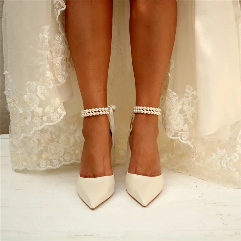 Funki Buys | Shoes | Women's Satin and Pearl Wedding Shoes