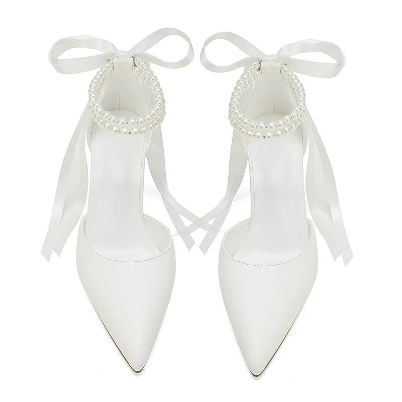 Funki Buys | Shoes | Women's Satin and Pearl Wedding Shoes