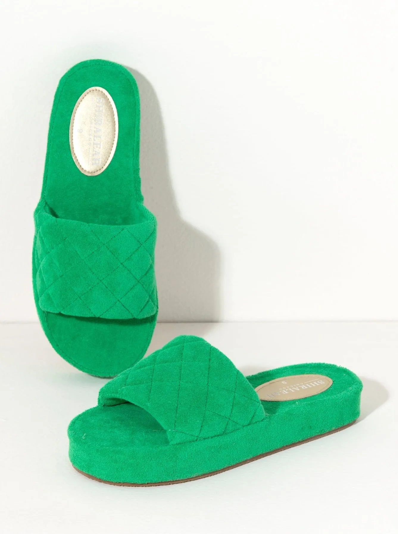 Shiraleah Sol Terry Pool Slides, Green - FINAL SALE ONLY