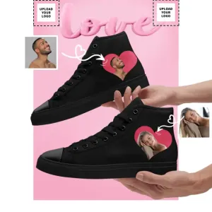 Unique Gift,Personalized Couple's Love Story Sneakers, Custom Canvas High Tops for Valentine's Day