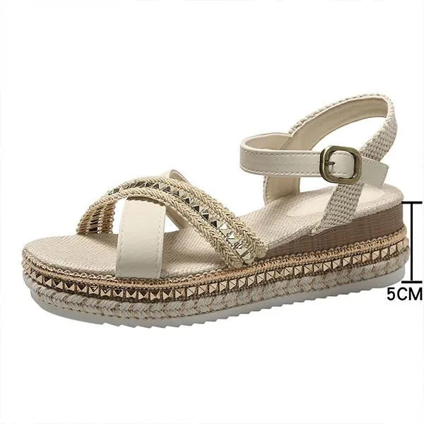 Women's Casual Thick Sole Rope Roman Sandals 39268497S