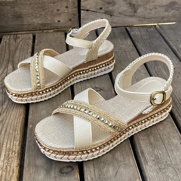 Women's Casual Thick Sole Rope Roman Sandals 39268497S