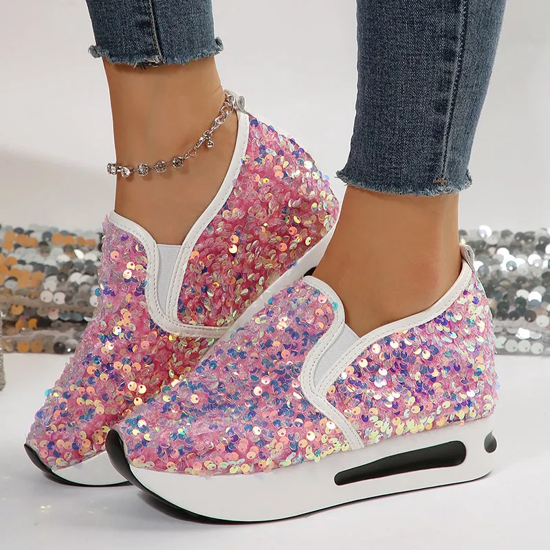 Women's Sequins slip on platform sneakers