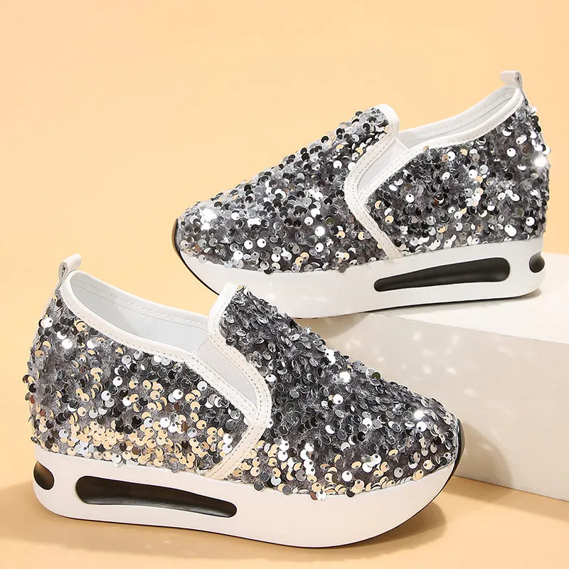 Women's Sequins slip on platform sneakers
